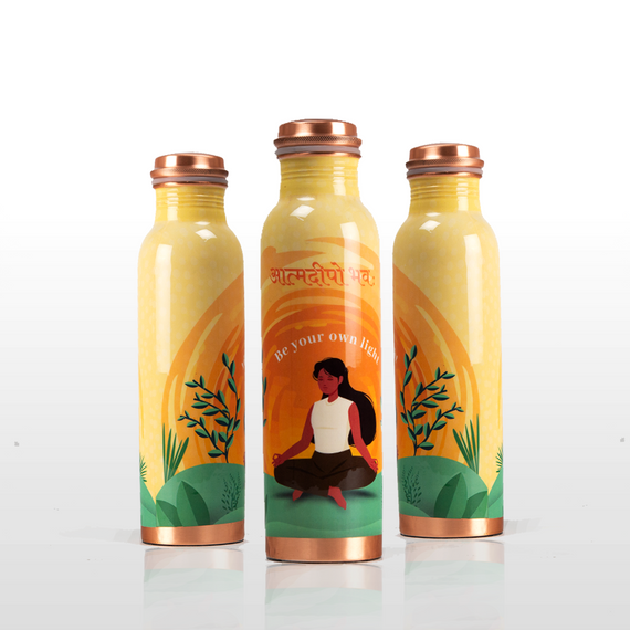 Vintage Copper Bottle by Sarveda 1 Litre Designed for Yoga 