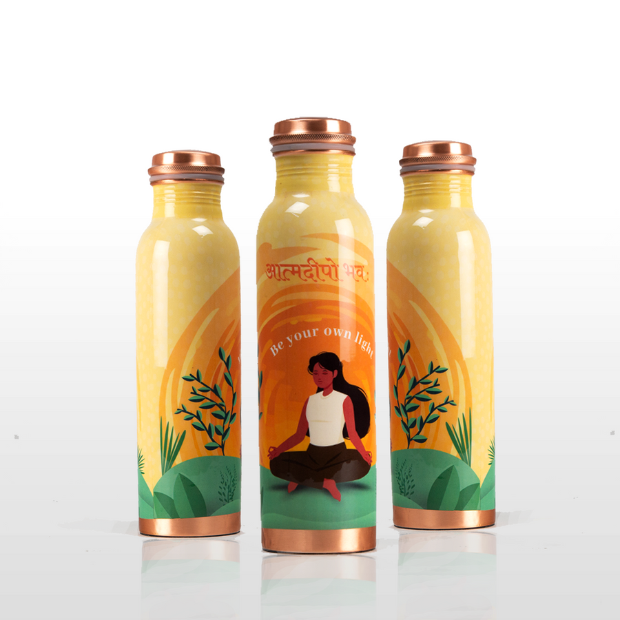 Sarveda Orange Light Within Copper Water Bottle