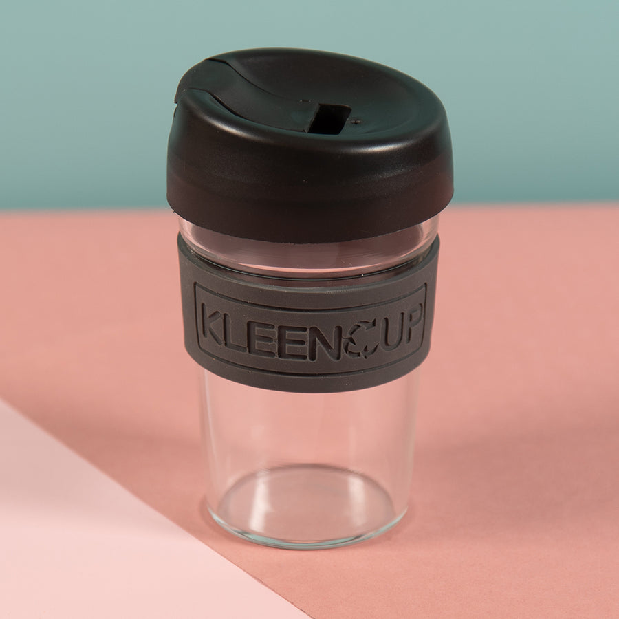 Kleencup Glass - Black Reusable Coffee Cup