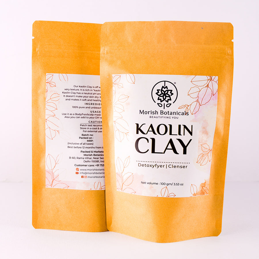 Morish Botanicals Kaolin Clay, Pure Clay Powder for Face & Hair Masks, 100gms